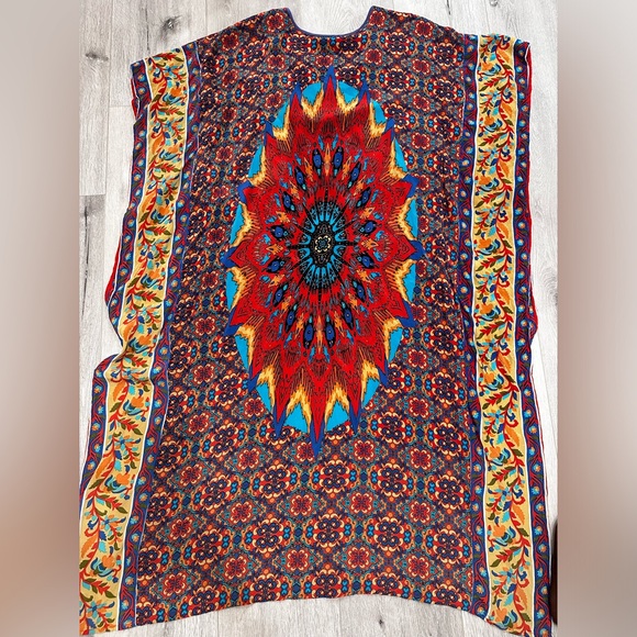 Tolani Silk High Low Patterned Caftan Dress - Picture 3 of 3